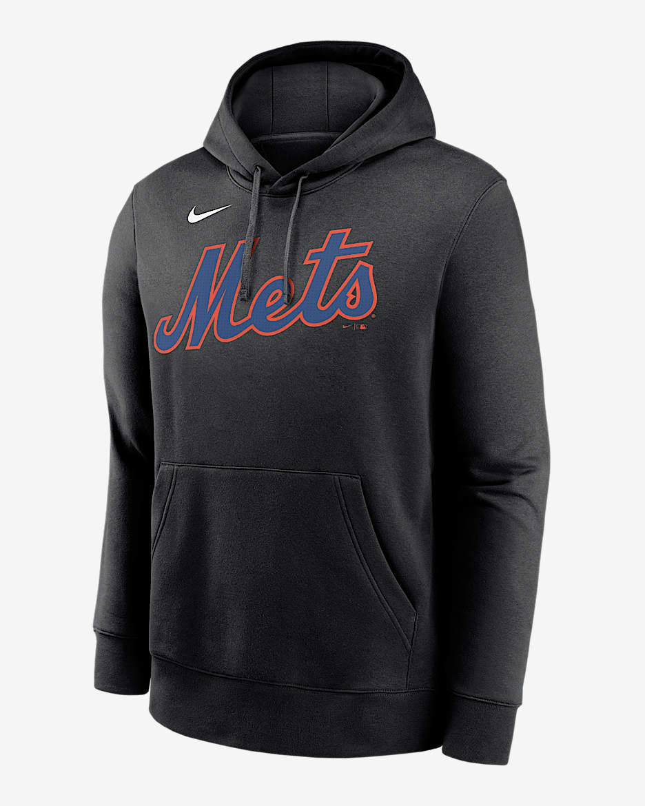 【NIKE】New York Mets FashionClubMen'sNikeMLBPulloverHoodie mens-nike-black-new-york-mets-